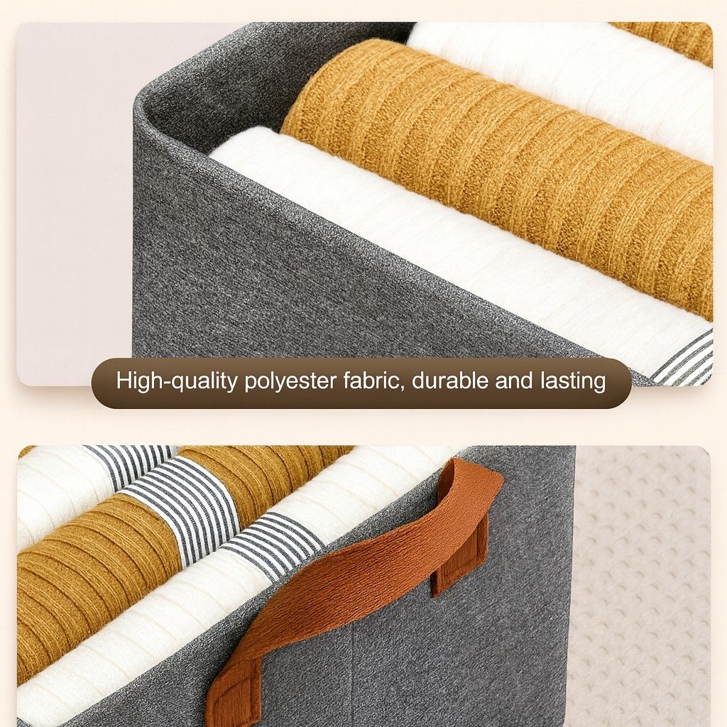 Grosyhub Foldable Grey Wardrobe Organizer with Durable Handle