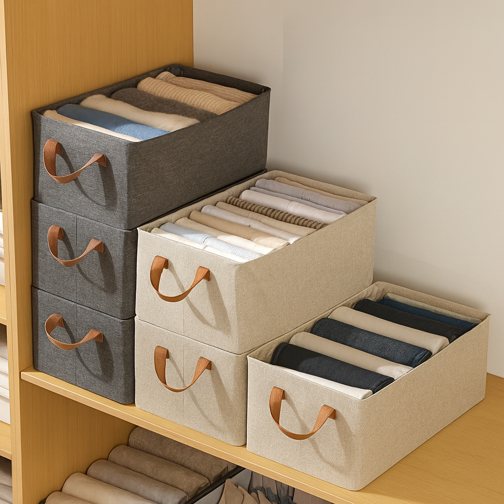 Grosyhub Foldable White Wardrobe Organizer With Durable Handle