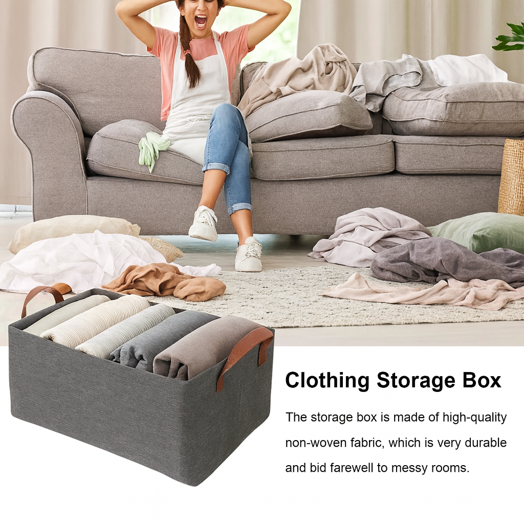 Grosyhub Foldable Navy-Blue Wardrobe Organizer With Durable Handle