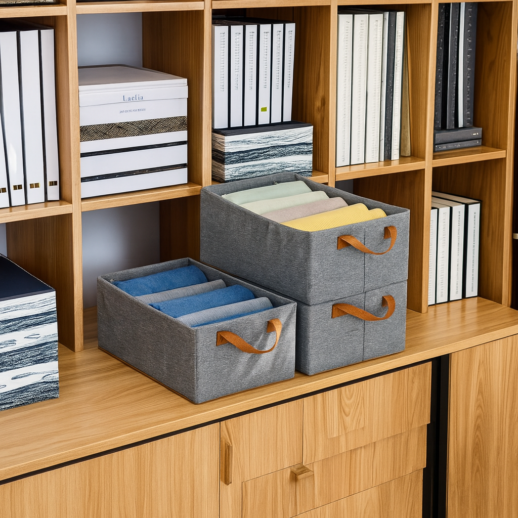 Grosyhub Foldable Navy-Blue Wardrobe Organizer With Durable Handle