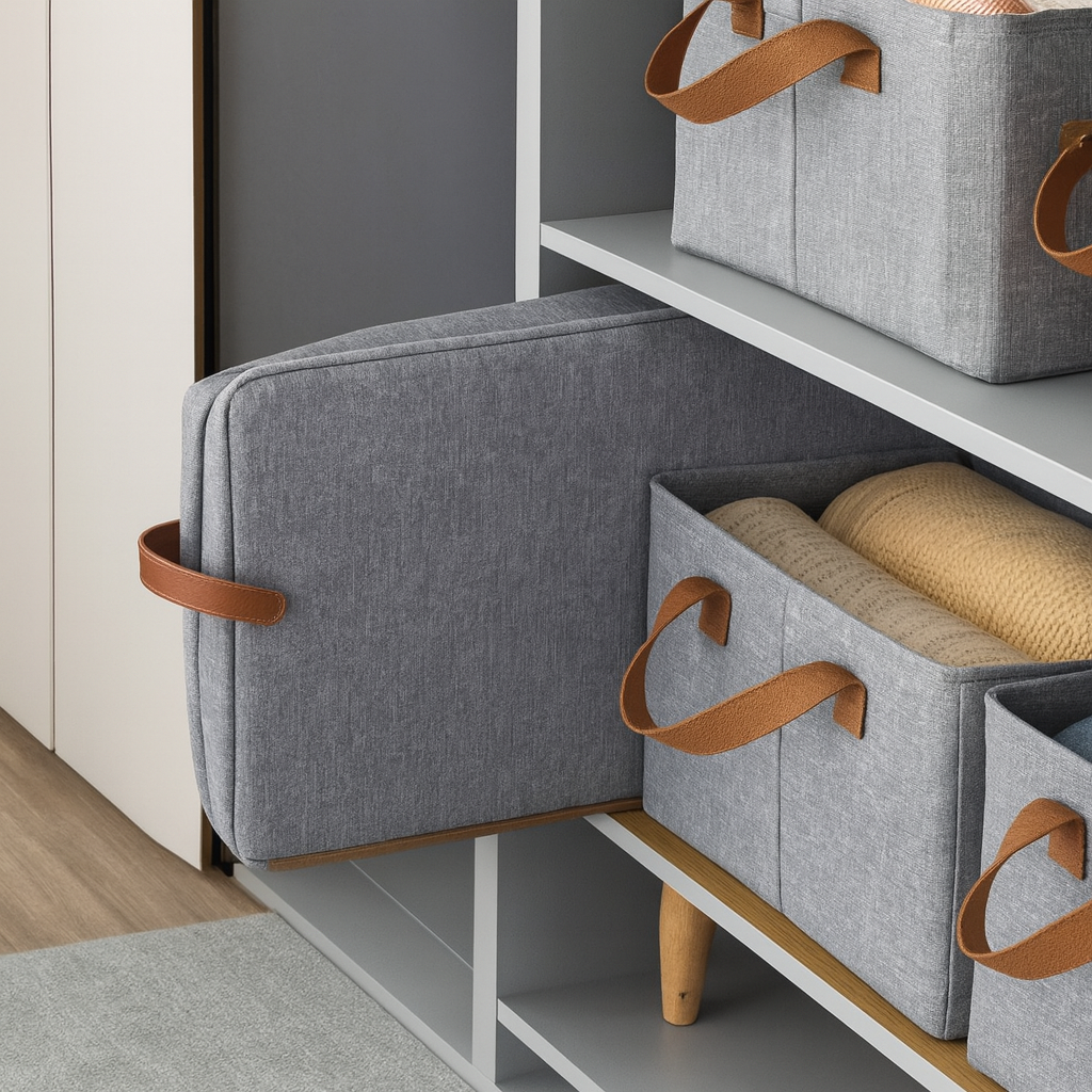 Grosyhub Foldable Navy-Blue Wardrobe Organizer With Durable Handle