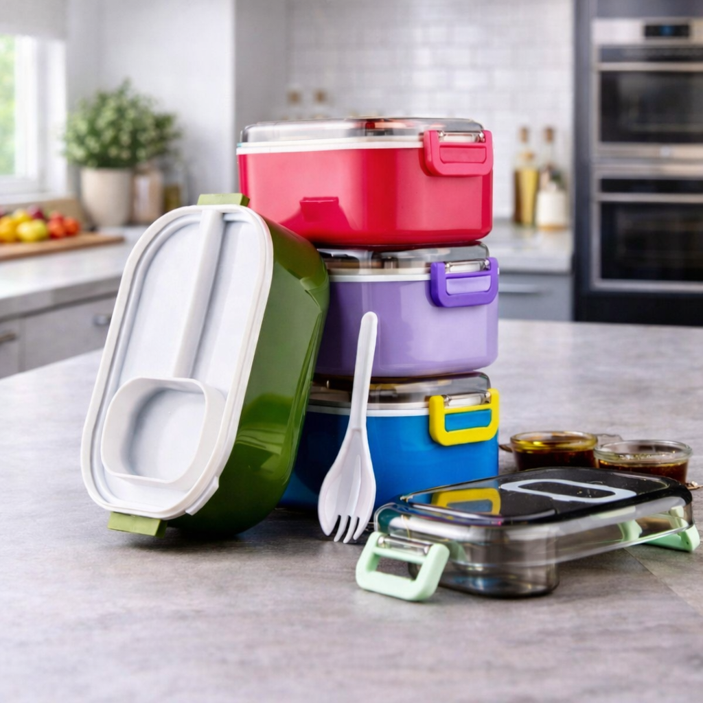 Grosyhub Yummy Lunch Box: Deep-Dish Insulated Bento with Airtight Snap-Lock Lid