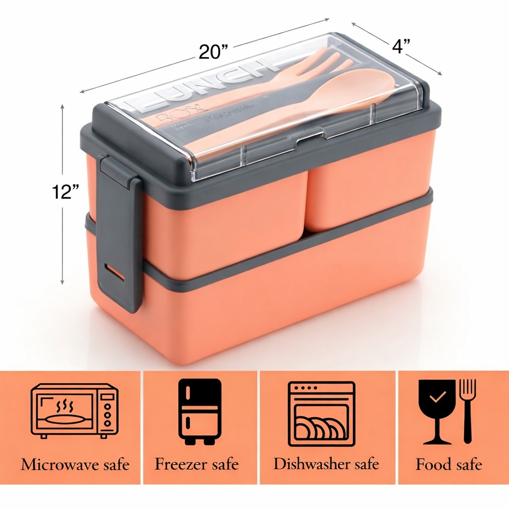 Grosyhub Double Daker: Premium 2-Tier Stackable Bento Lunch Box