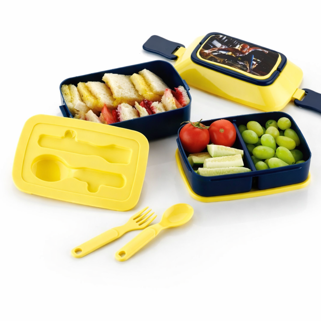Grosyhub Sticker Double Layer: Fun & Functional 2-Tier Kids' Bento Lunch Box