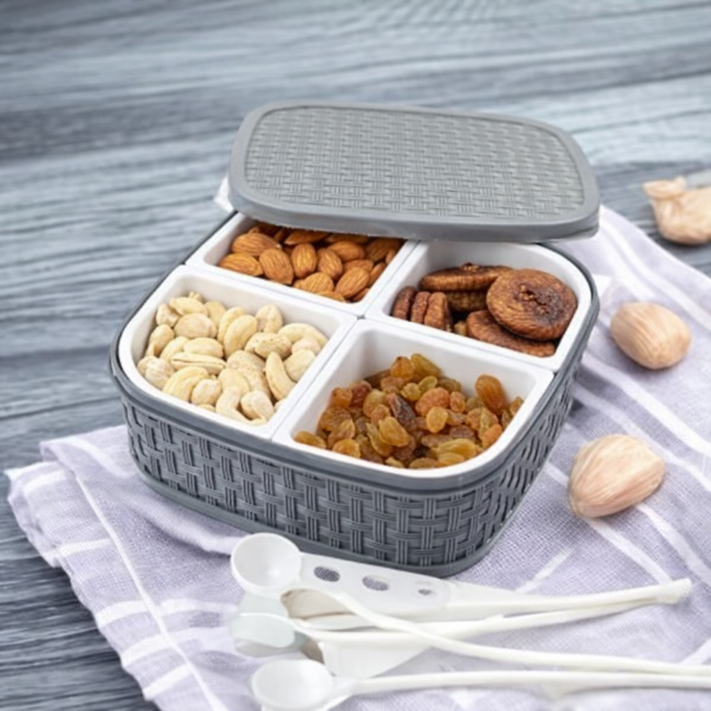Grosyhub Multi-Purpose Dry Fruit Box with Woven Texture Finish