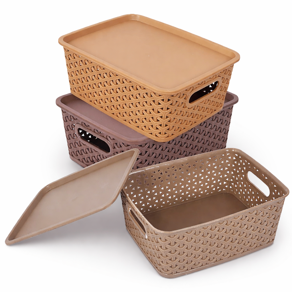 Grosyhub Premium Home & Office Storage Baskets – 3-Pack Utility Set