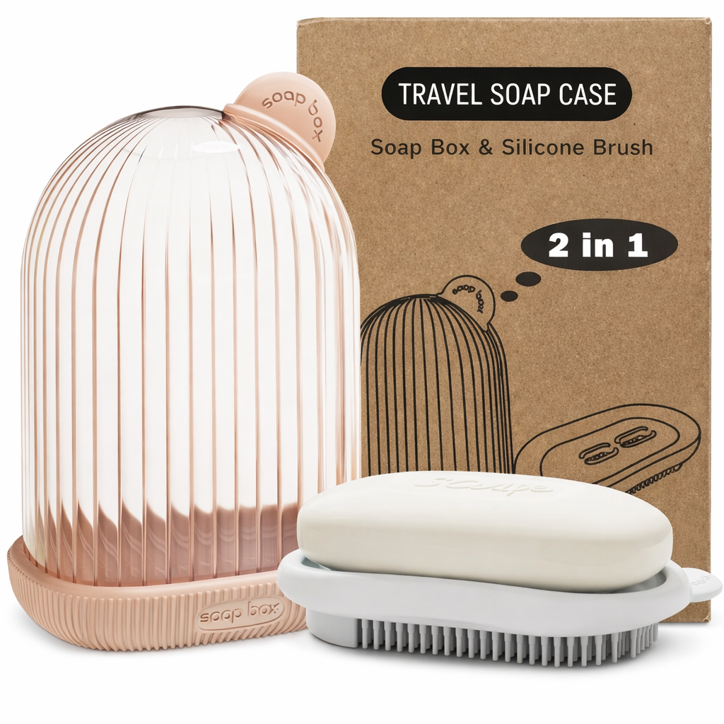 Grosyhub 2-in-1 Travel Soap Case & Silicone Scrub Brush