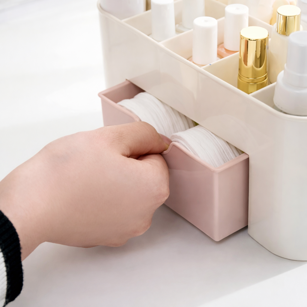 Grosyhub Desktop Beauty Box – Elegant 7-Section Vanity Organizer