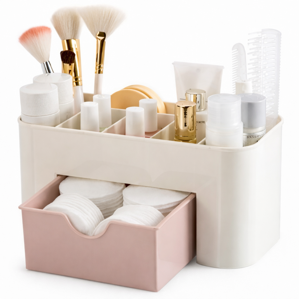 Grosyhub Desktop Beauty Box – Elegant 7-Section Vanity Organizer