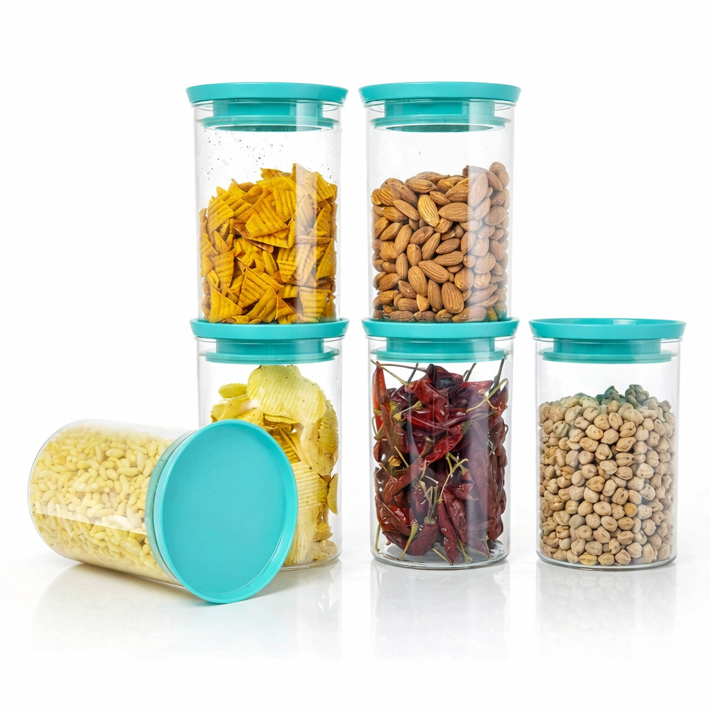 Grosyhub Excellent Airtight Kitchen Canister – Clear Multi-Grain Storage Jar 2 Set 900ml