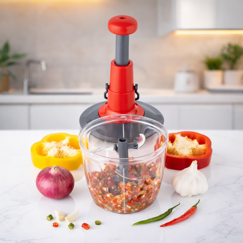 Grosyhub 1000ml Square Regular Turbo Push Chopper