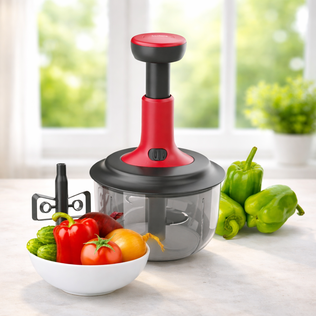 Grosyhub Max-Capacity 1600ml XL Square Push Chopper