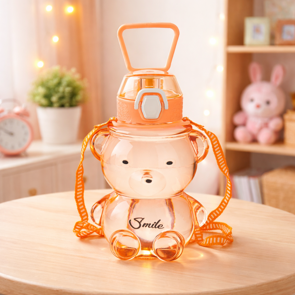 Grosyhub Orange Teddy Bear Kids' Water Bottle