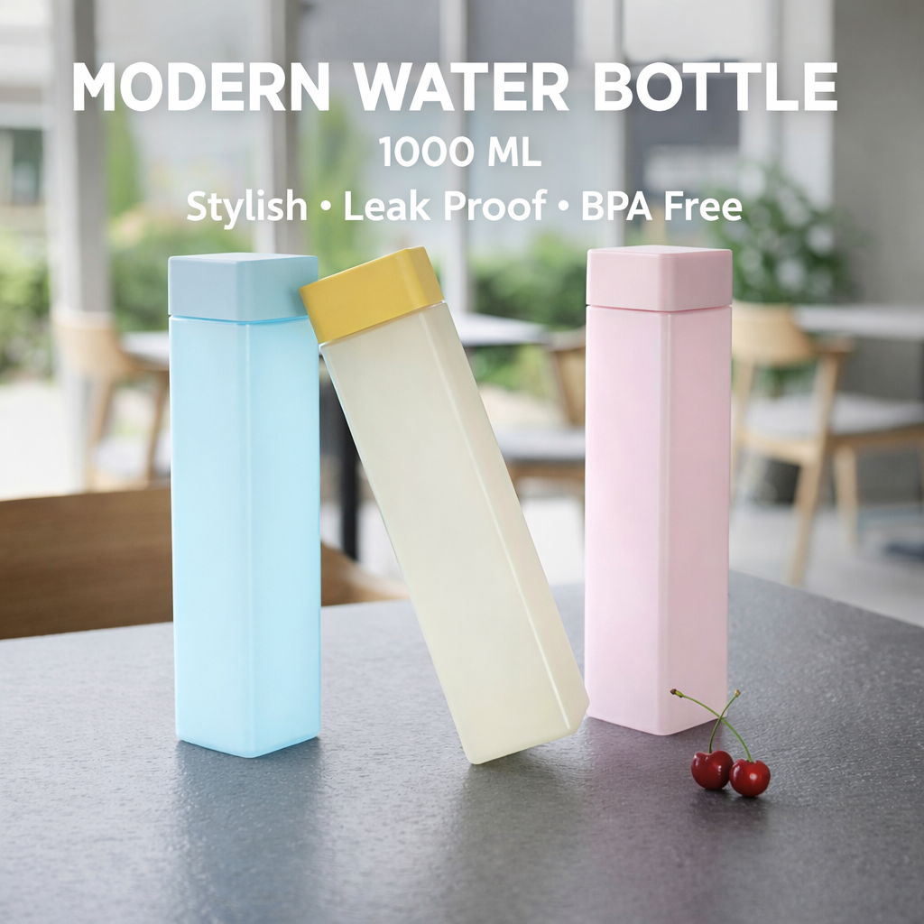 Grosyhub Forsty 1000ml Slim Square Water Bottle