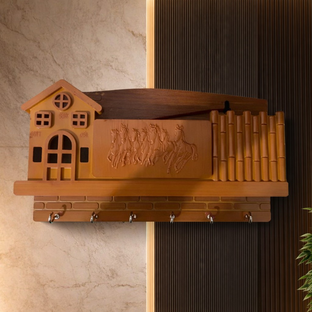 Grosyhub Chetak 7-Horse Village Hut Key Holder