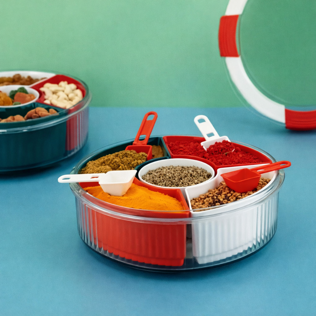 Grosyhub Celebration Series 5-Section Dry Fruit Server with Airtight Lid