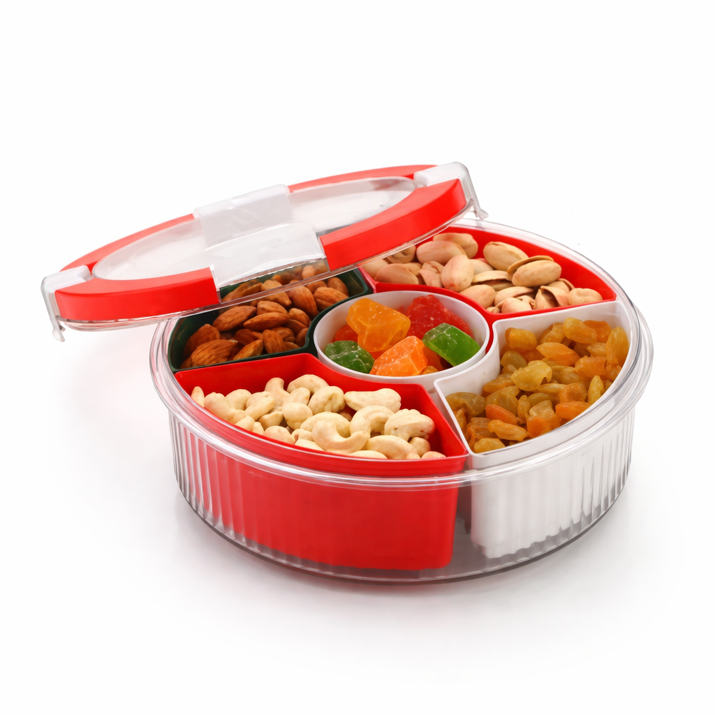 Grosyhub Celebration Series 5-Section Dry Fruit Server with Airtight Lid