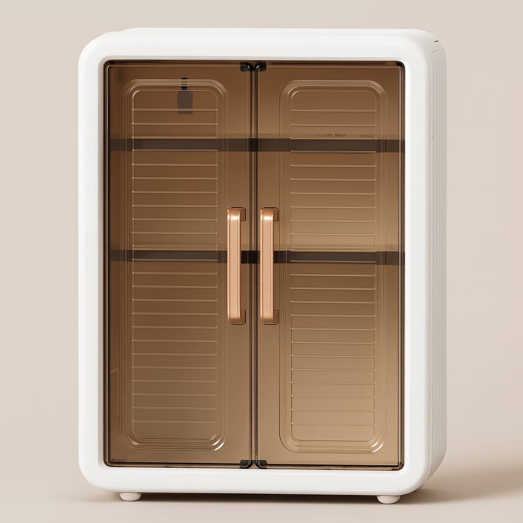 Grosyhub Classy White Double Door Wall Mounted Transparent Storage Box with Hooks