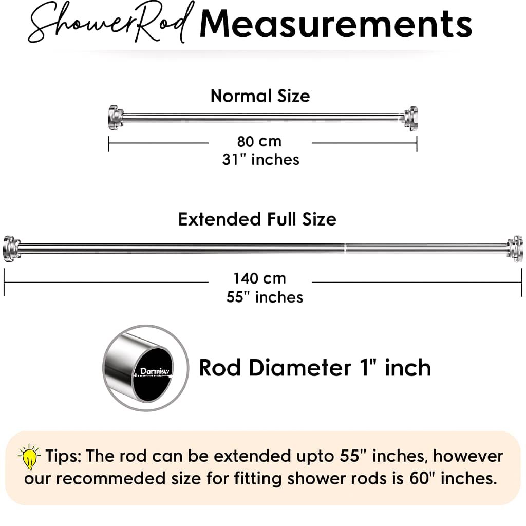 Grosyhub Adjustable Shower Curtain Tension Rod 85CM| Non-Drilling| Anti-Skid|Multi-Purpose| Spring Pull Rod - (Stainless Steel)
