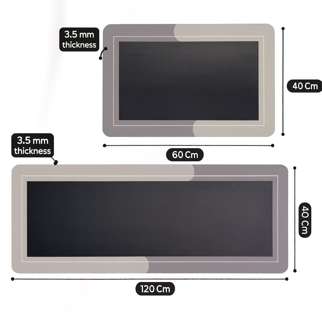 Grosyhub Grey Non-Slip Kitchen Rug Combo Water Absorbent with Rubber Backing, 120x40cm + 60x40cm