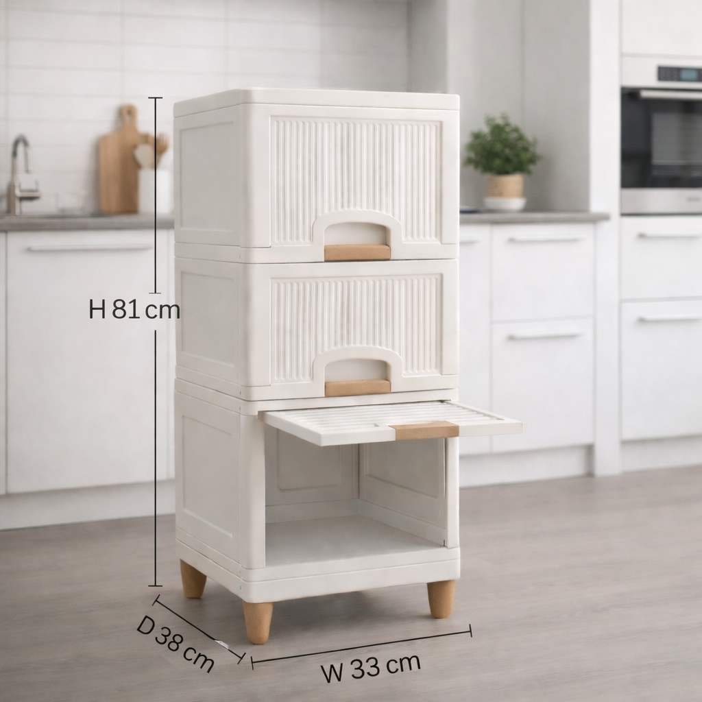 Grosyhub Multi Layer Design Flip Top Modular Storage Cabinet (3 Layer)