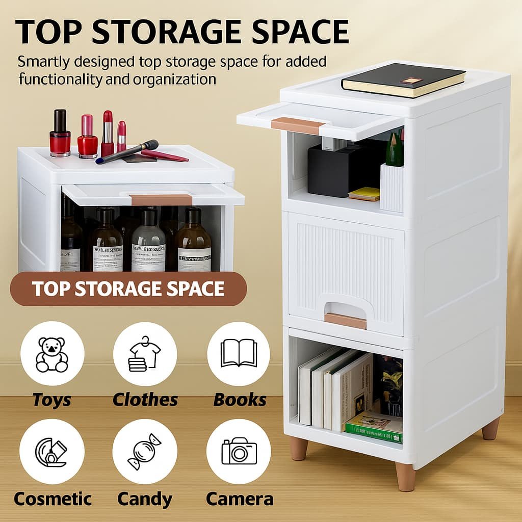 Grosyhub Multi Layer Design Flip Top Modular Storage Cabinet (3 Layer)