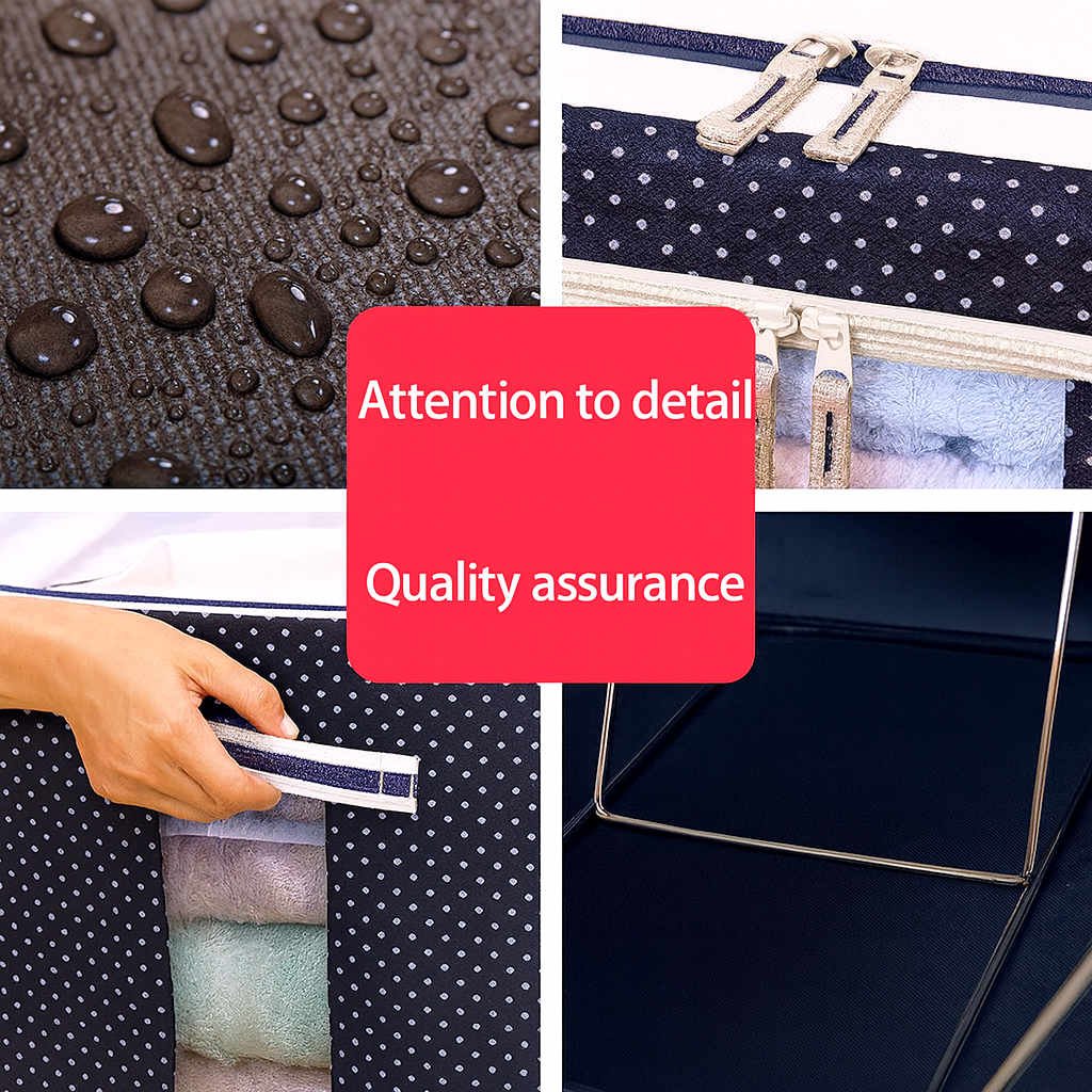 Grosyhub Double-Sided Zipper Living Box - Fabric Storage Boxes for Clothes, Saree Cover Bags - 44 Litre, Pack of 1, Polka Dot