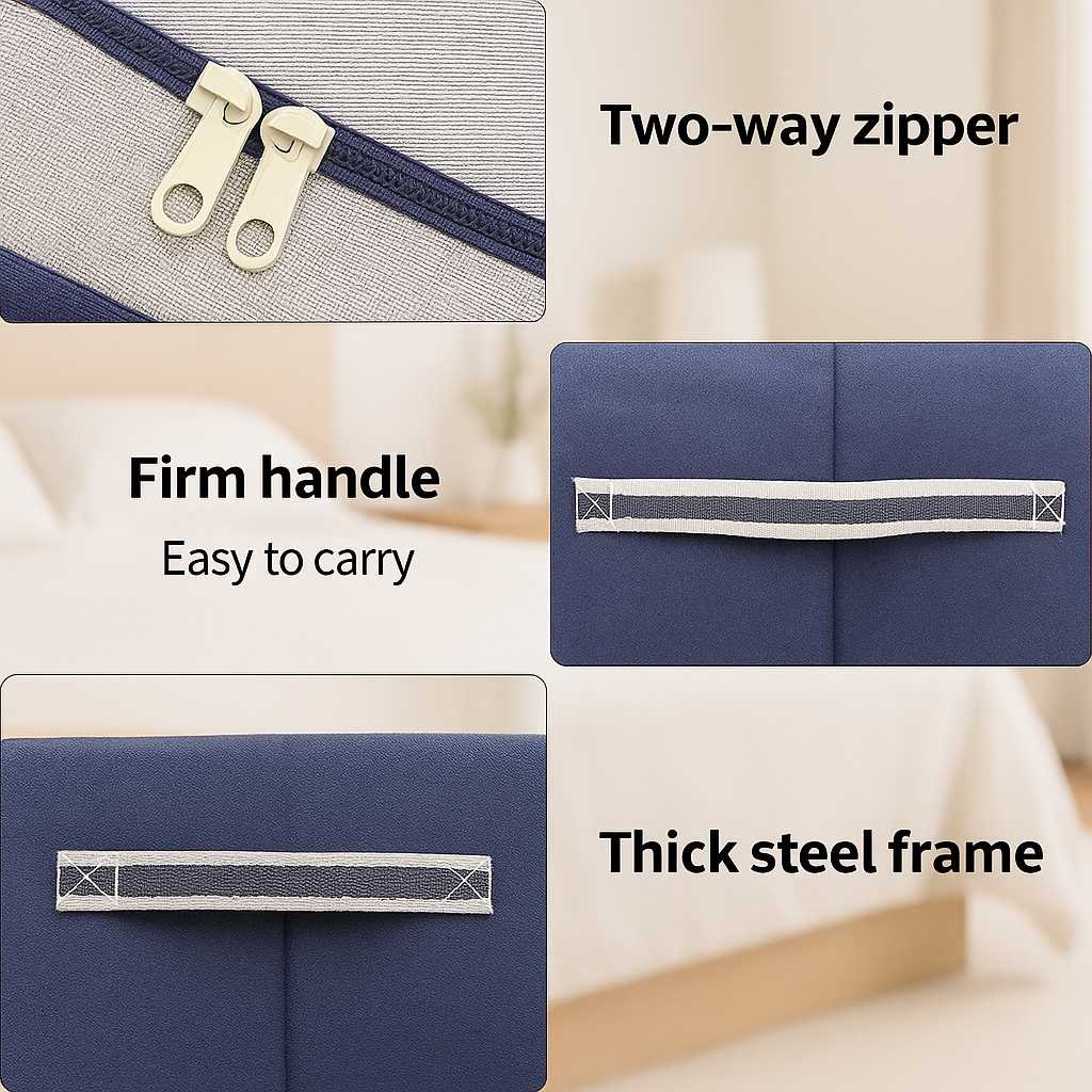 Grosyhub Double-Sided Zipper Living Box - Fabric Storage Boxes for Clothes, Saree Cover Bags - 44 Litre, Pack of 1, Polka Dot